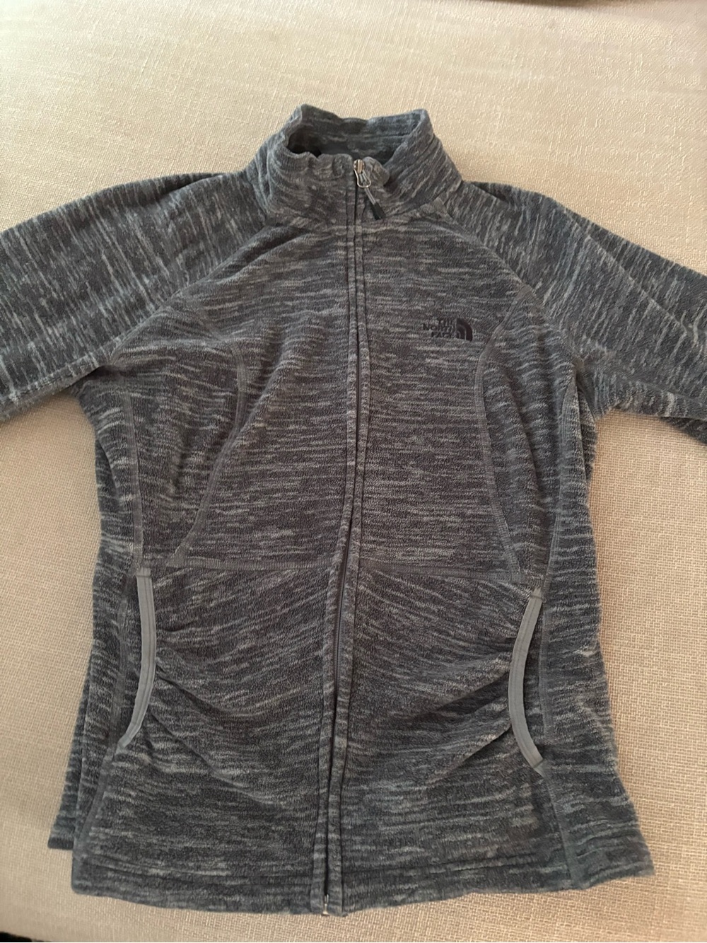 The North Face Kids Grey Marled Full-Zip Fleece Jacket